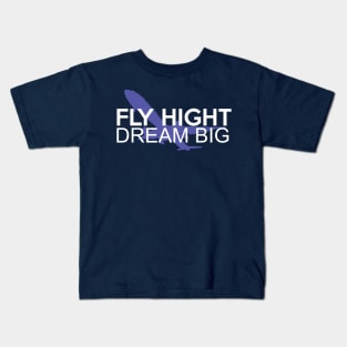 Fly high, dream big design with airplane on the background Kids T-Shirt